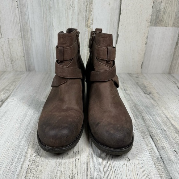 Tara M. Brown Leather Ankle Boots with Leather Straps Buckle Detail #1167 - Picture 6 of 11